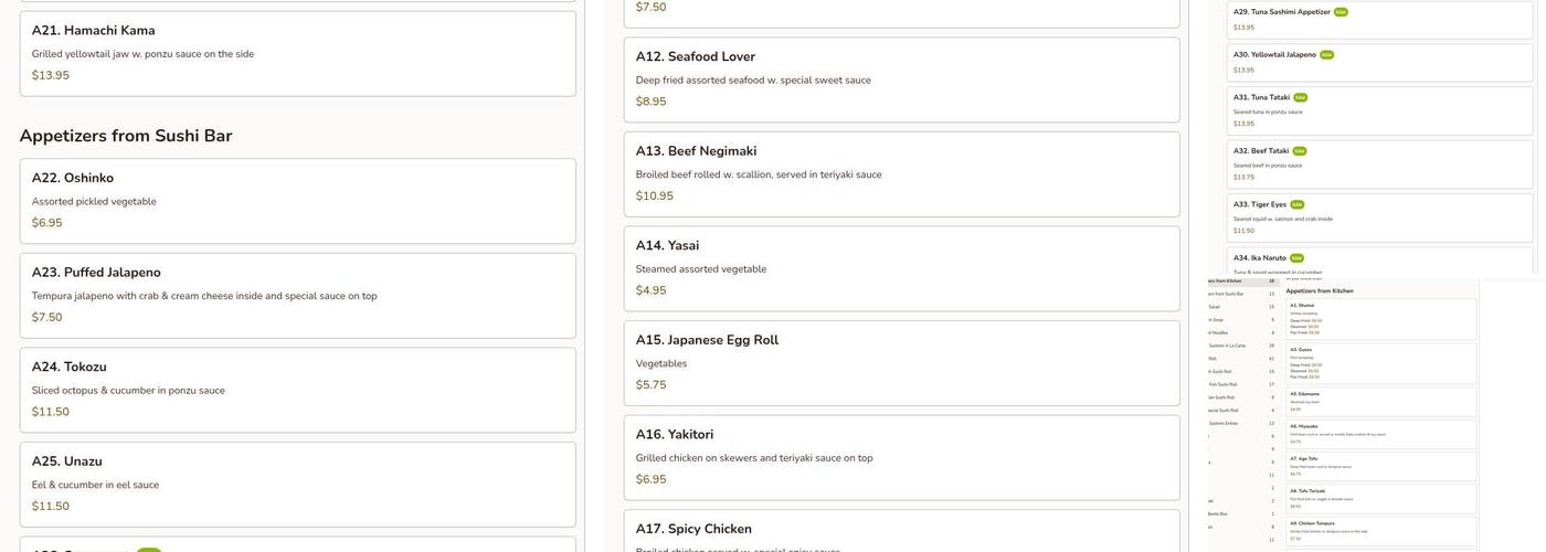 Open Sushi Menu