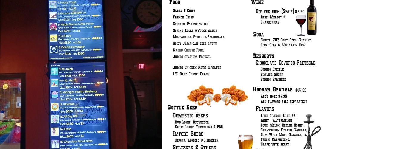 Gypsy Moon Vapin Brews & Smoke Menu