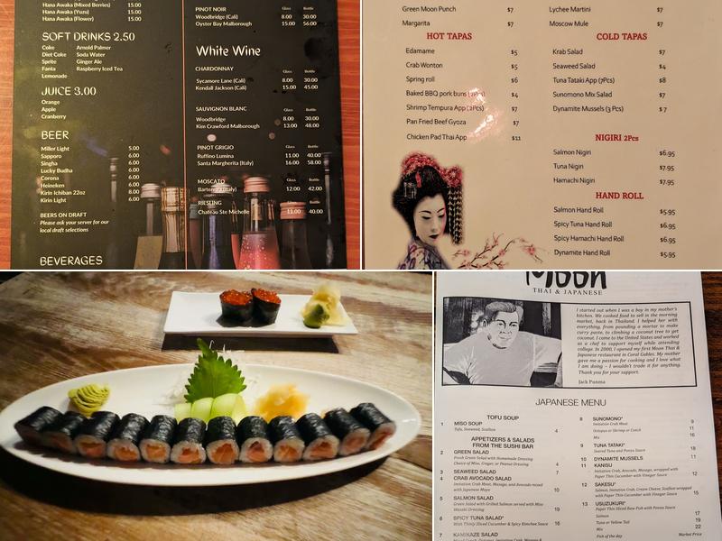 Moon Thai & Japanese Menu