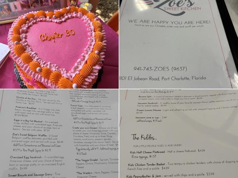 Zoe's Sweet Kitchen Menu