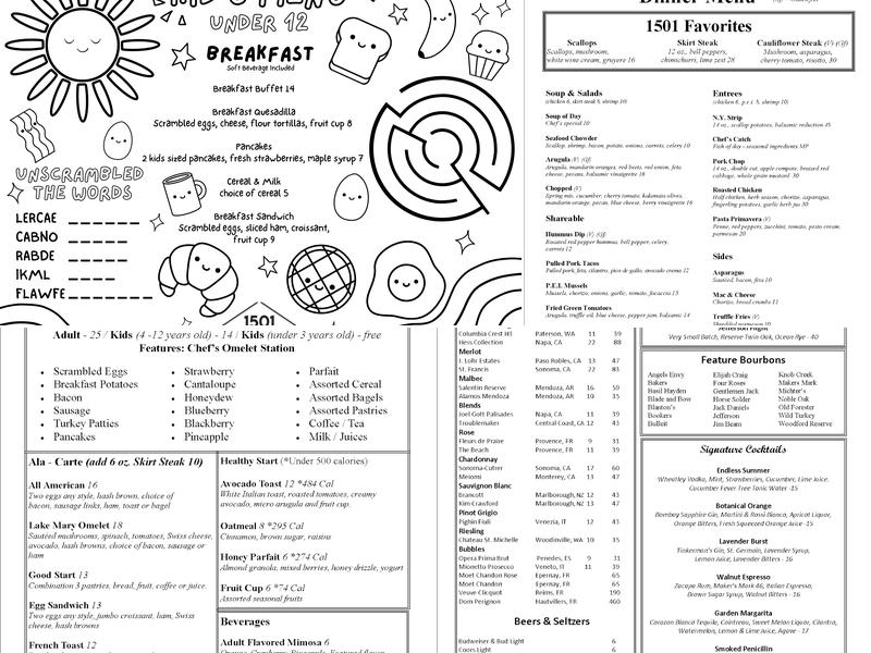 1501 Kitchen & Bar Menu