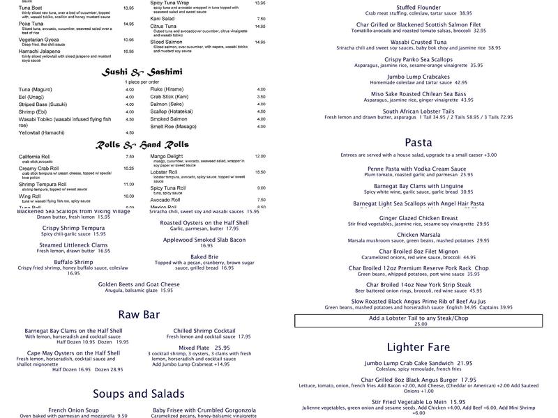 The Engleside Inn and Restaurant Menu