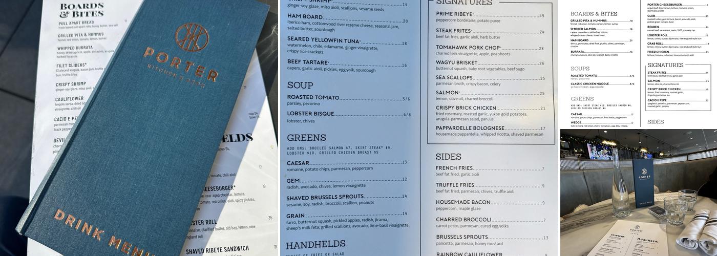 Porter Kitchen & Deck Menu