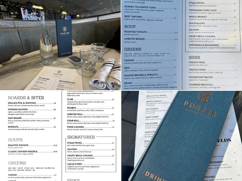Porter Kitchen & Deck Menu