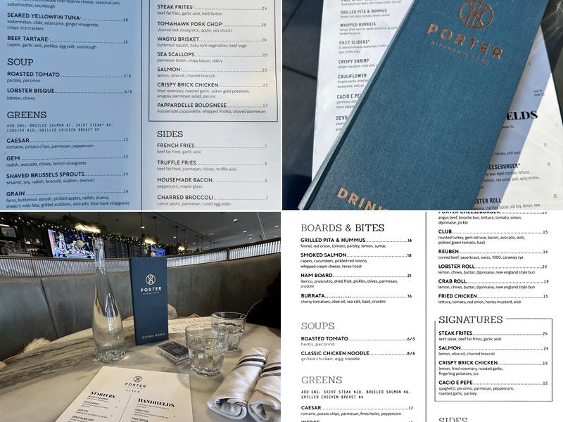 Porter Kitchen & Deck Menu