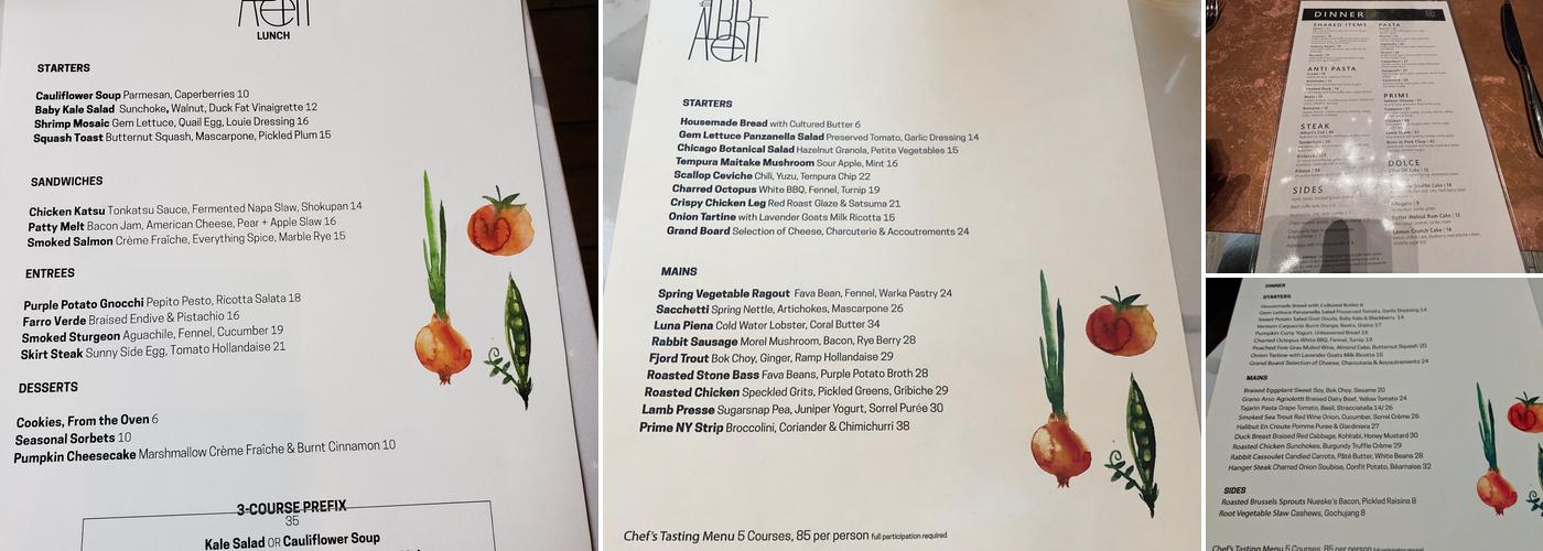the Albert Menu