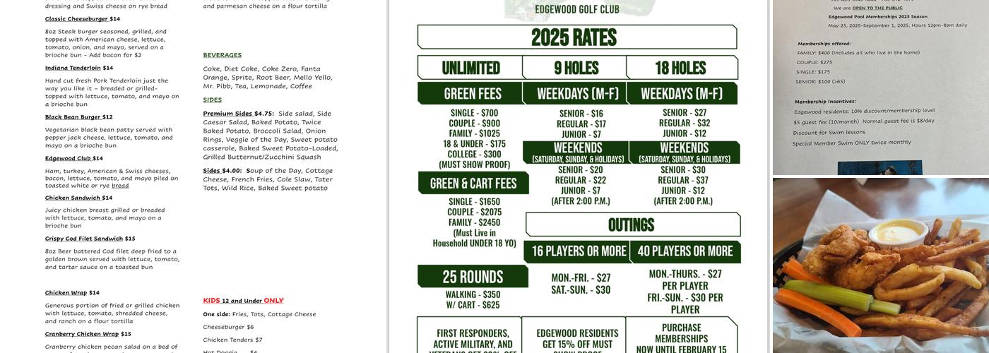 Edgewood Pub & Dining*Golf*Event Center*Pool Menu