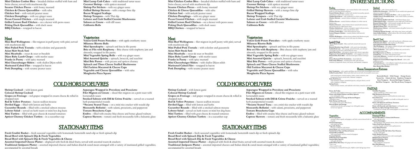 The Culinary Studio Menu