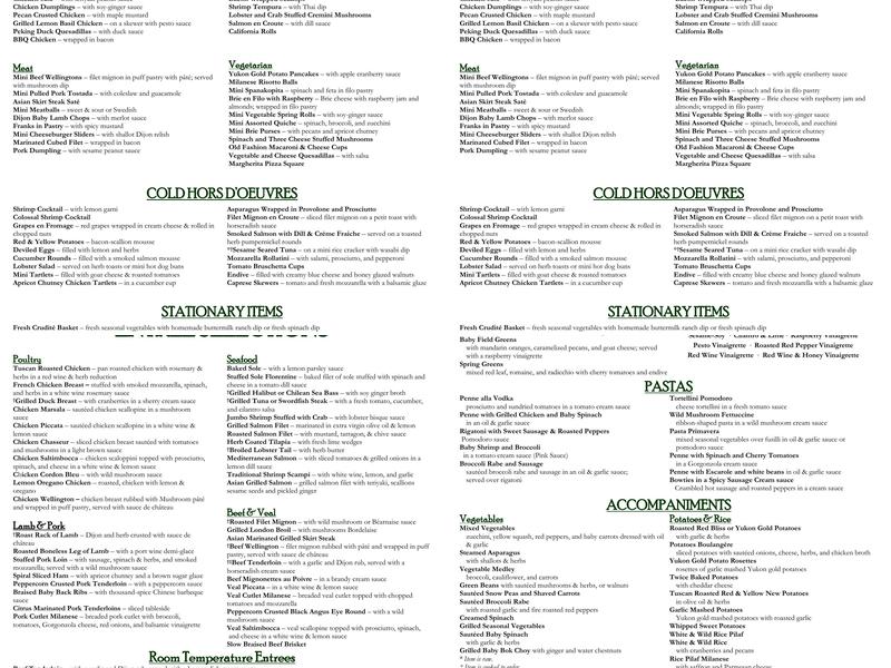 The Culinary Studio Menu