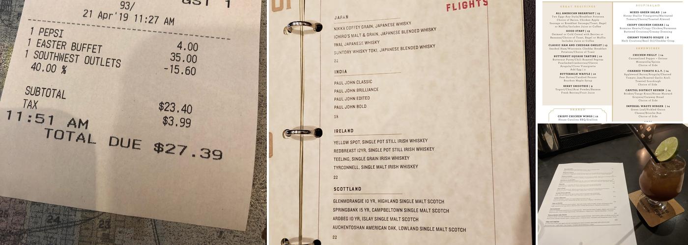 Burdock + Bitters Menu