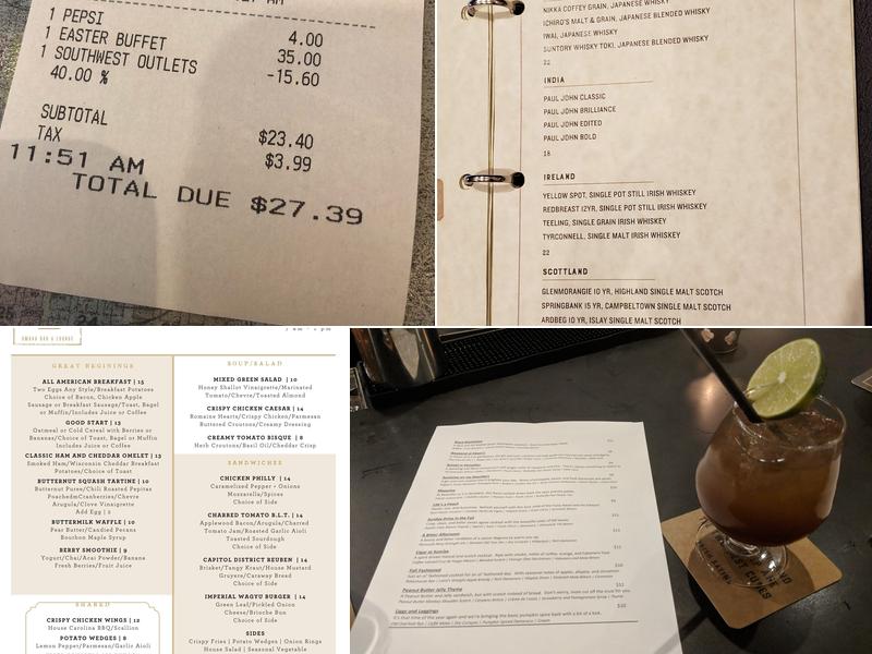 Burdock + Bitters Menu