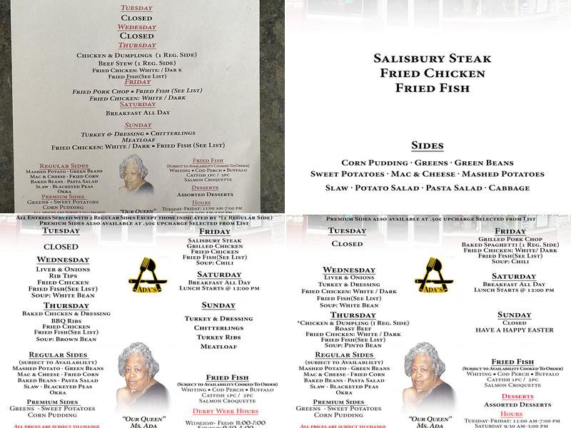 Ada's Kitchen Menu