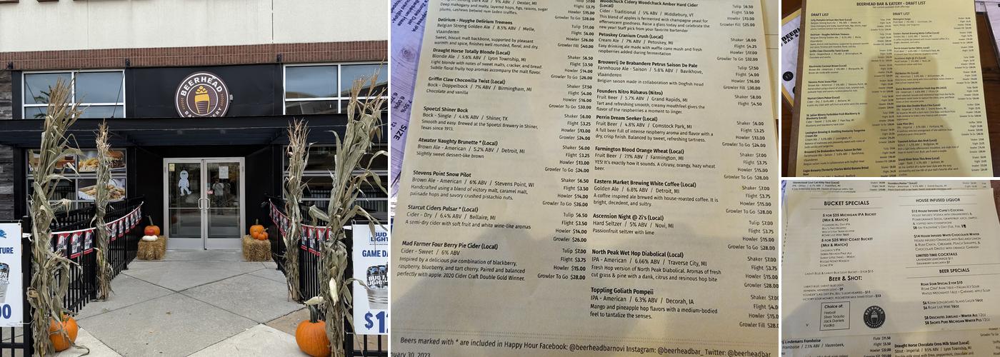 Beerhead Bar & Eatery Menu