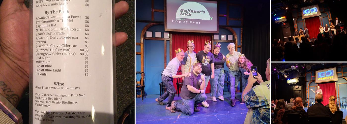 Go Comedy! Improv Theater Menu