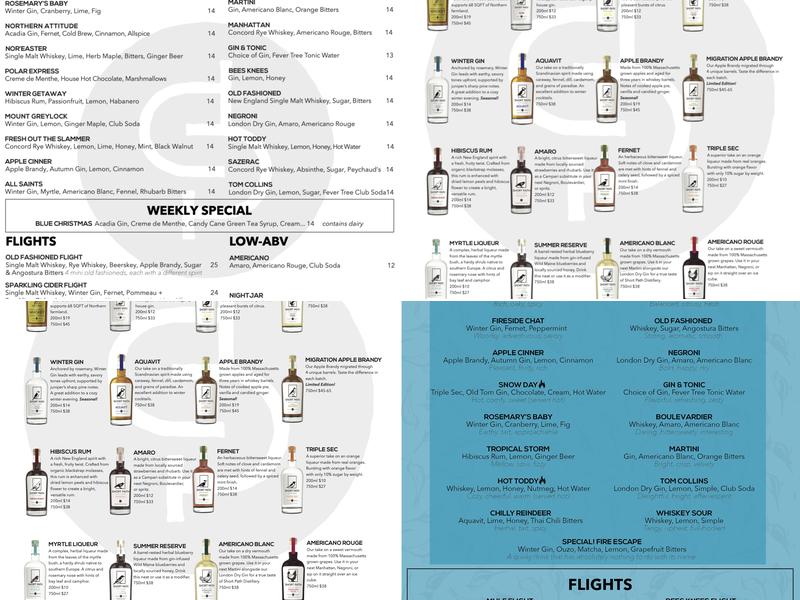 Short Path Distillery Menu