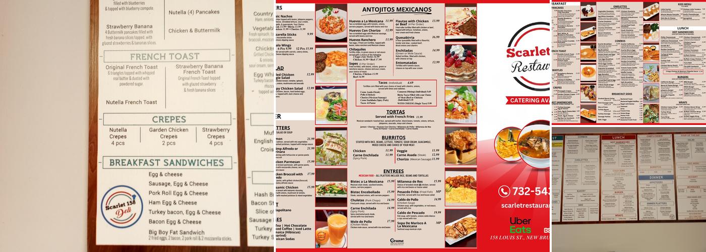 Scarlet 158 Restaurant and Breakfast New Brunswick Menu