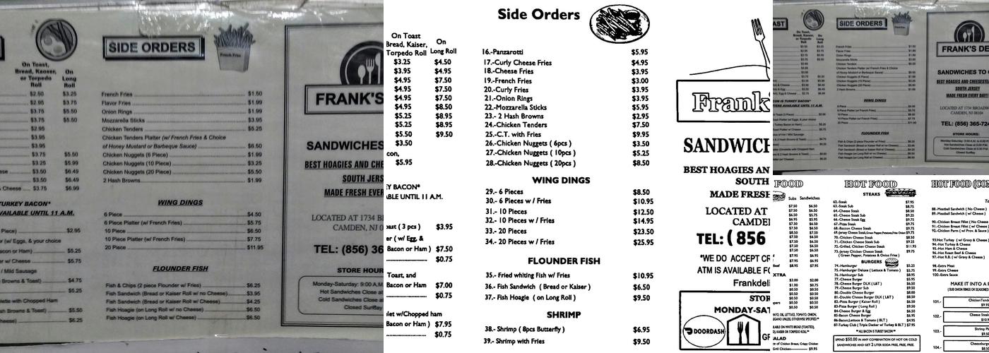 Frank's Deli Menu