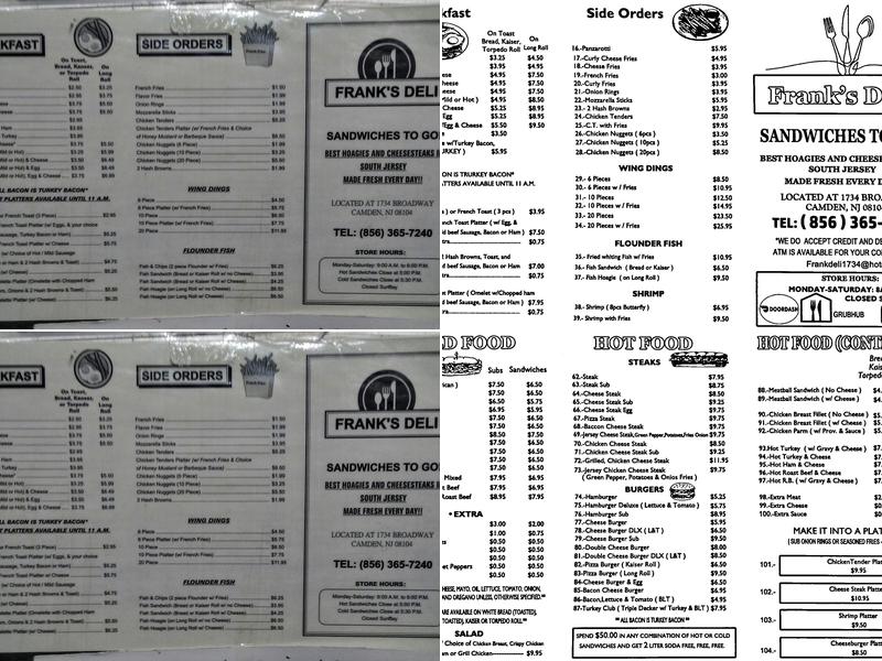 Frank's Deli Menu