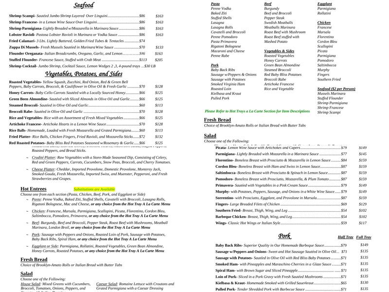 Florentinos Menu