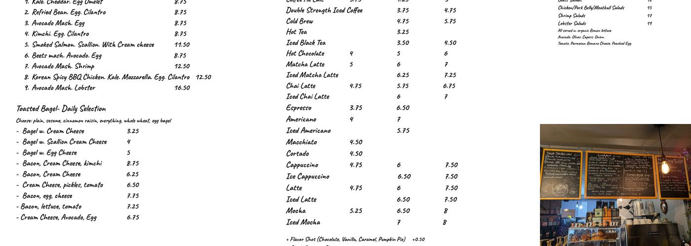 19 Café Menu