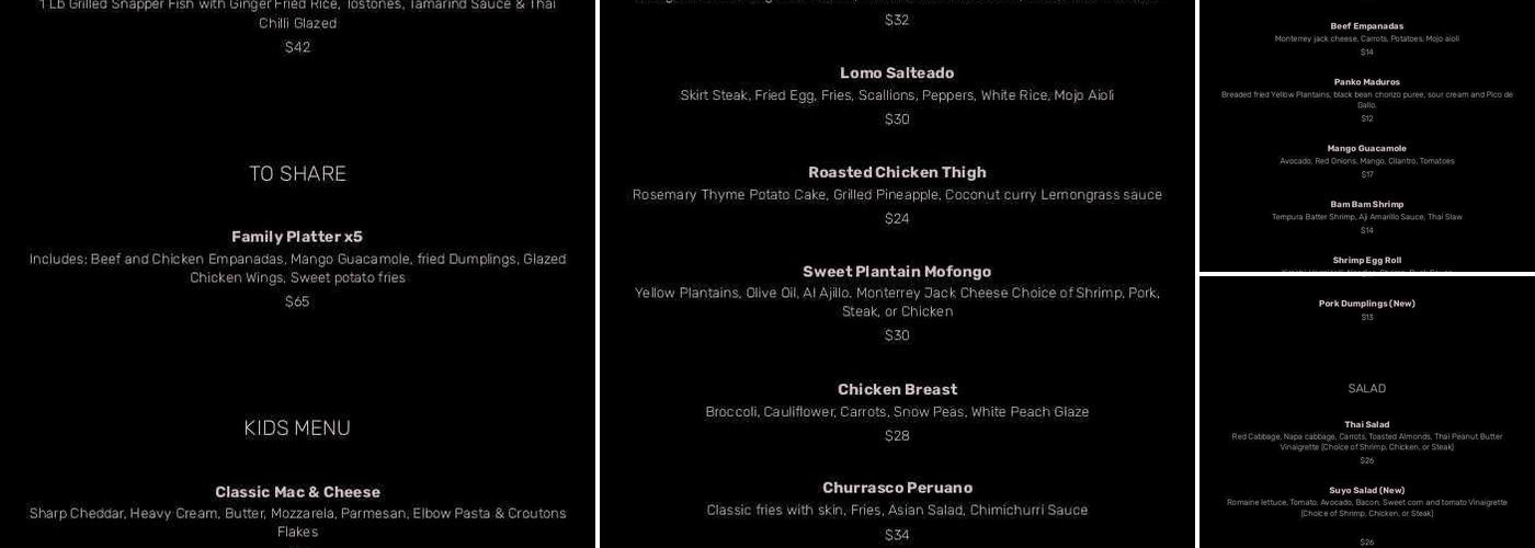 Suyo Menu