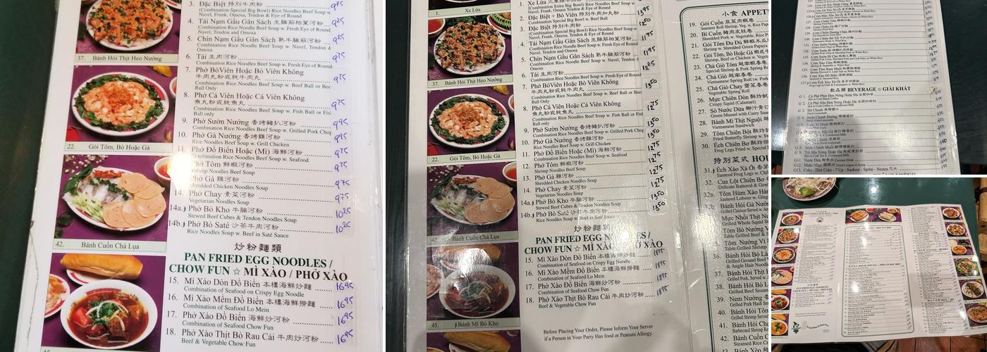 Thái Sơn Menu