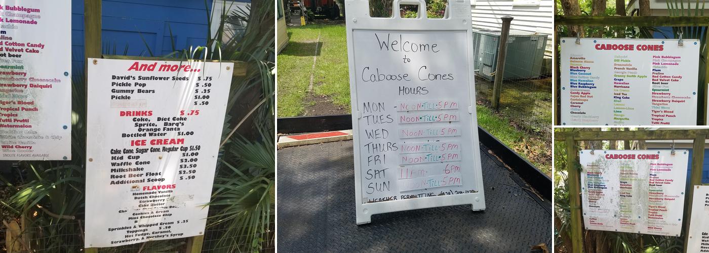Caboose Cones Menu