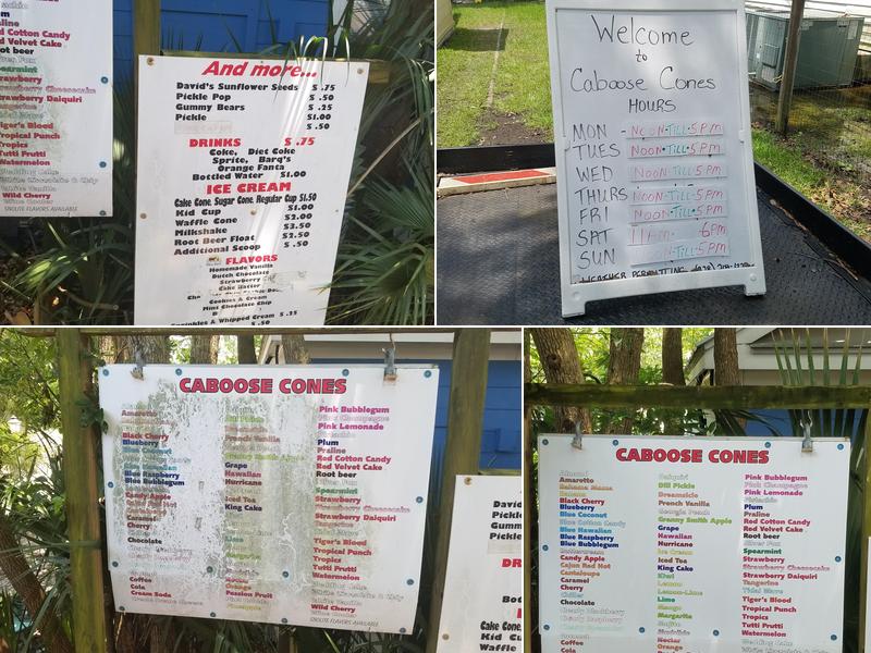Caboose Cones Menu