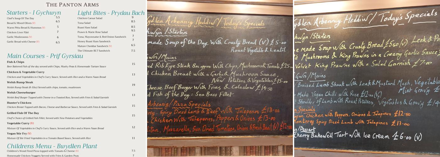 The Panton Arms Menu