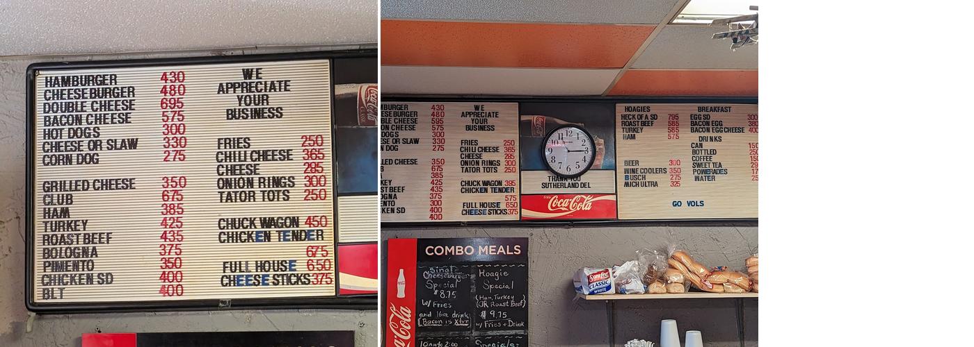 Sutherland Deli Menu