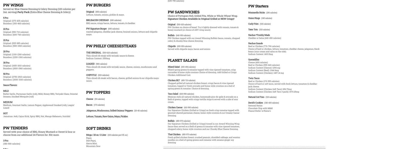 Planet Wings Menu