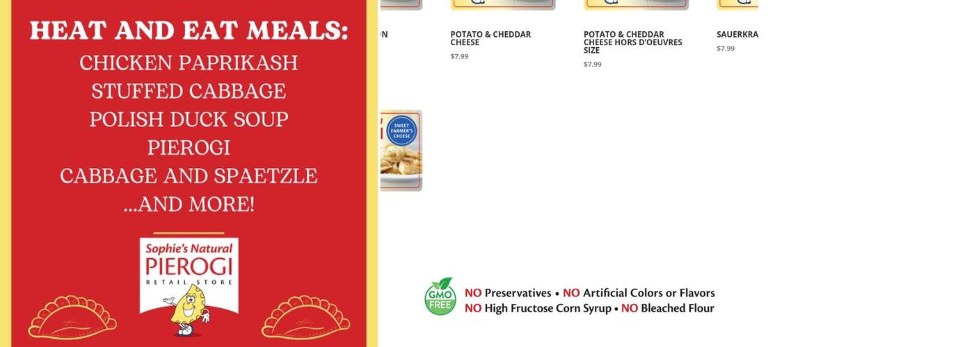 Sophie's Natural Pierogi Co Menu