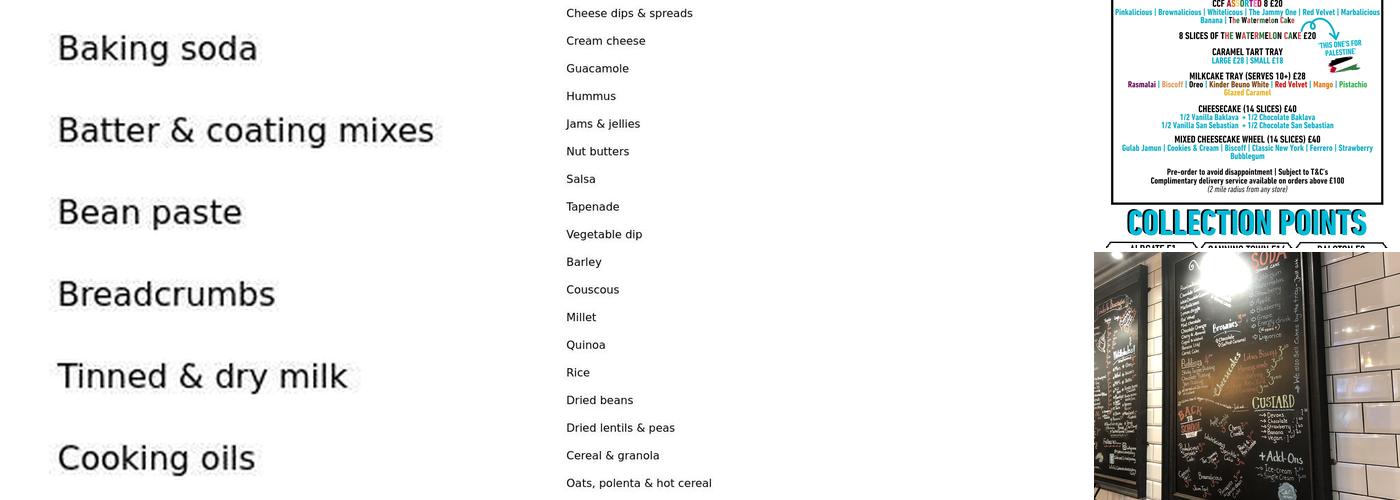 Cake and Custard Factory (Aldgate) Menu