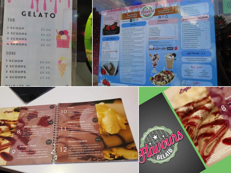 Flavours Gelato Menu
