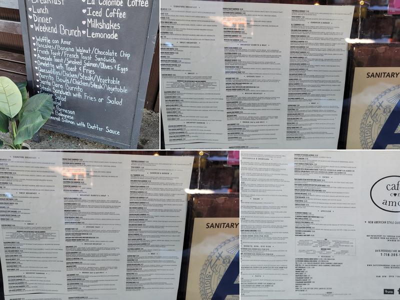 Cafe Con Amor Menu
