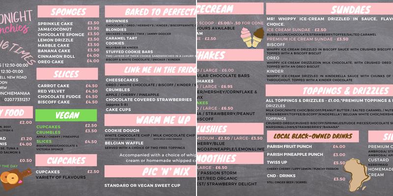 Cakes on the Corner LTD Menu