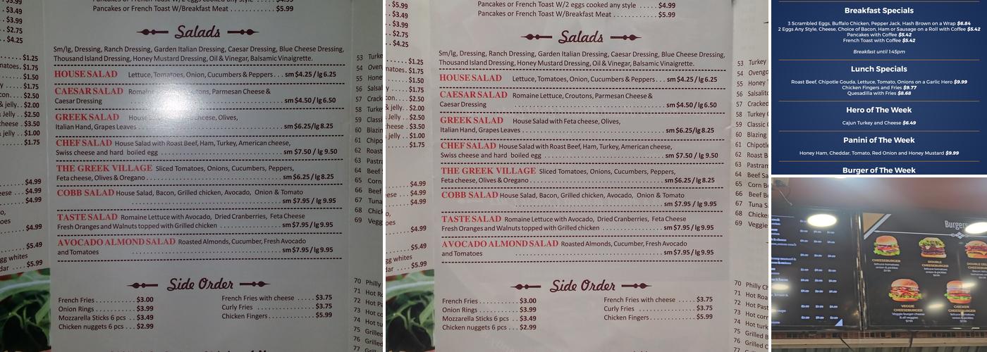 Quick stop deli & grill Menu