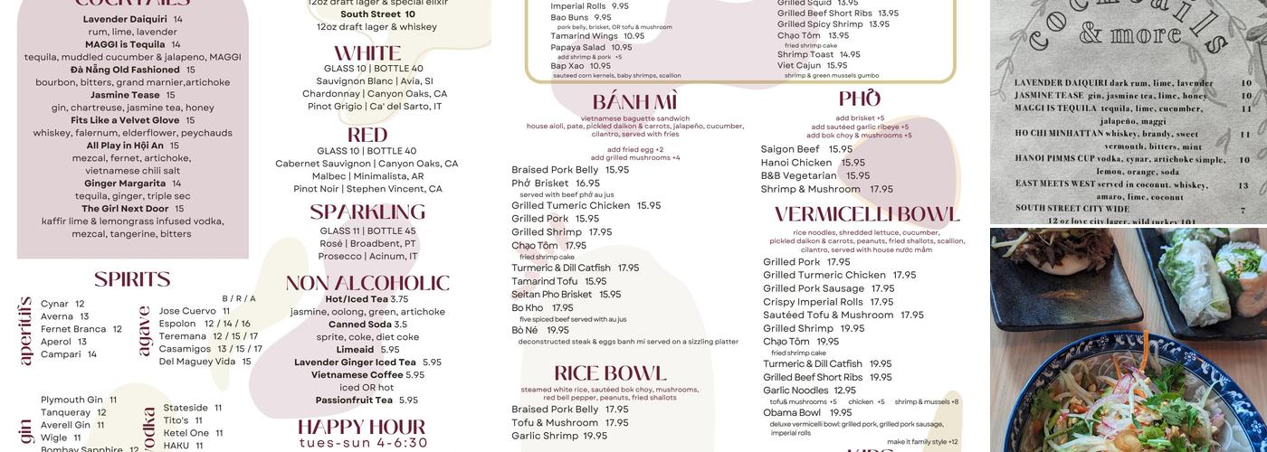 Bánh Mì and Bottles Menu