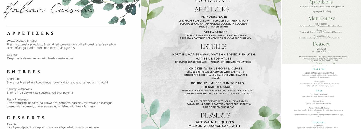 Our Place Restaurant Menu