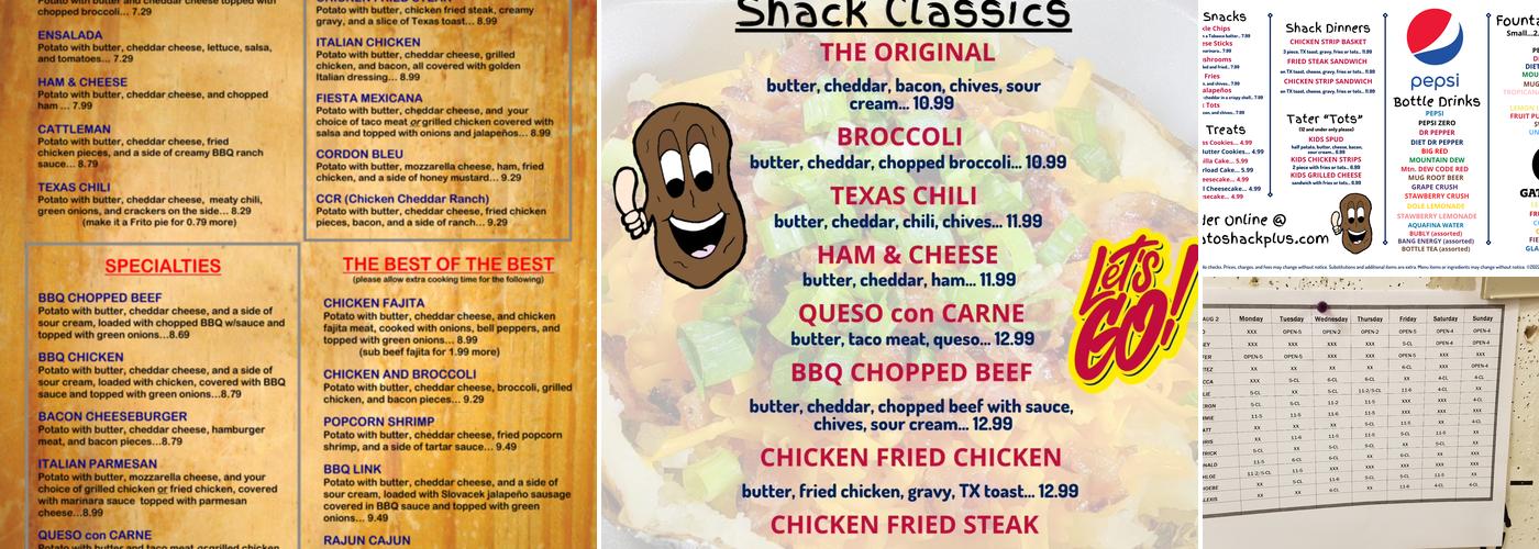 Potato Shack Plus Menu
