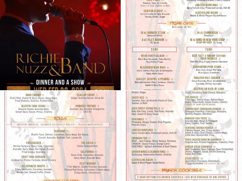 Ventanas Restaurant and Lounge Menu