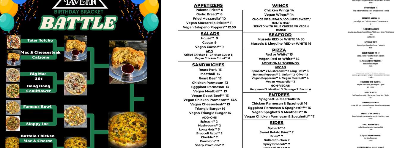 Triangle Tavern Menu