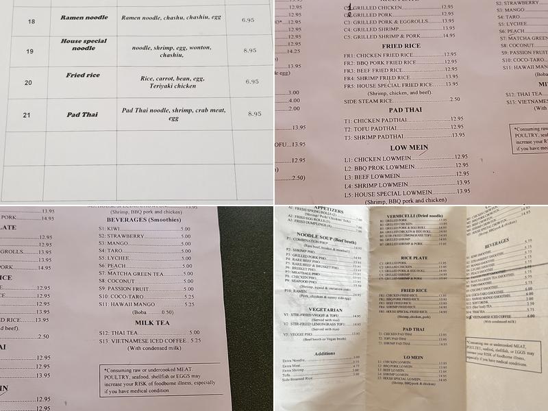 Pho Zero Degree Menu