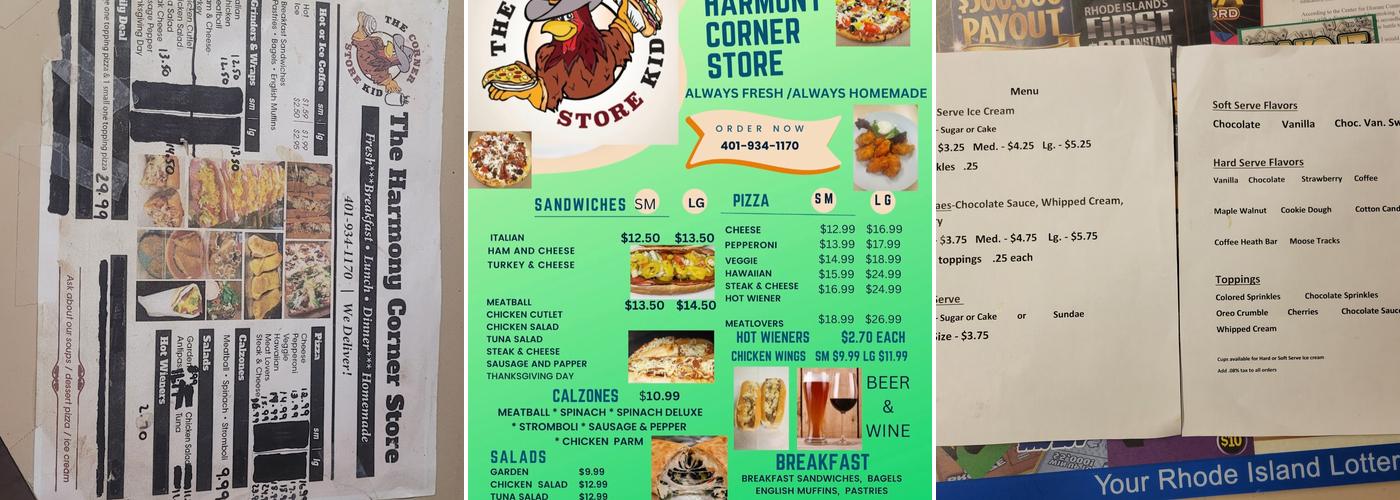 Harmony Corner Store Menu