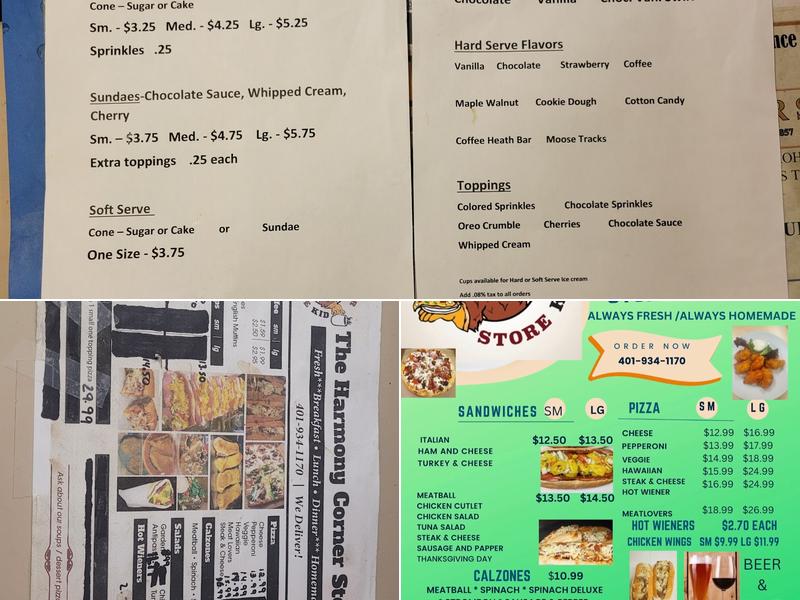 Harmony Corner Store Menu