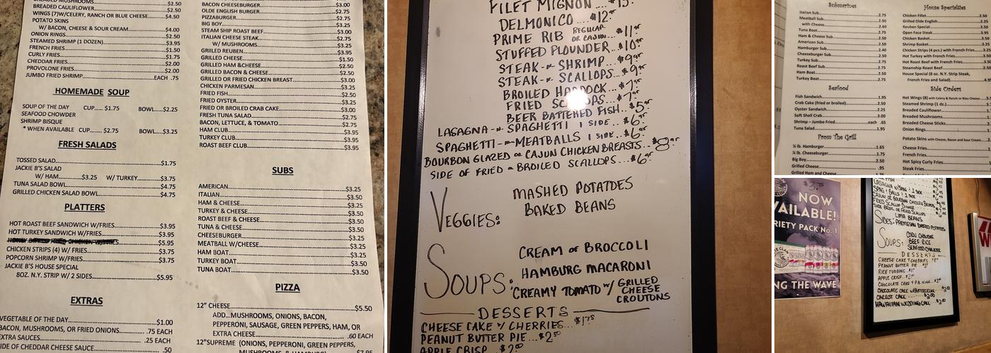 Jackie B's Menu