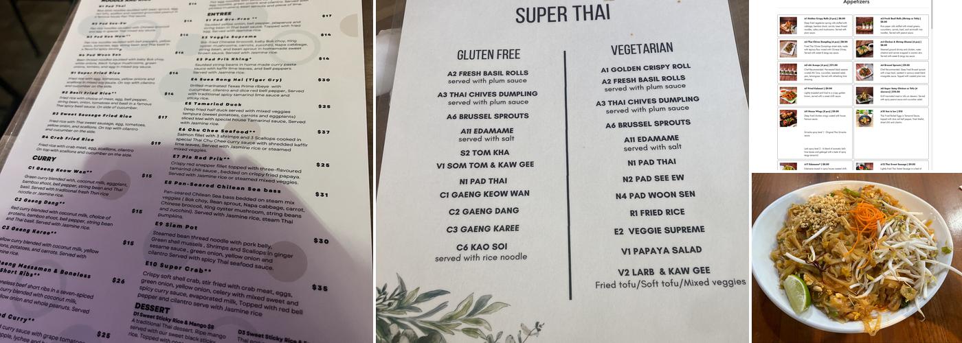 Super Thai Cuisine Menu