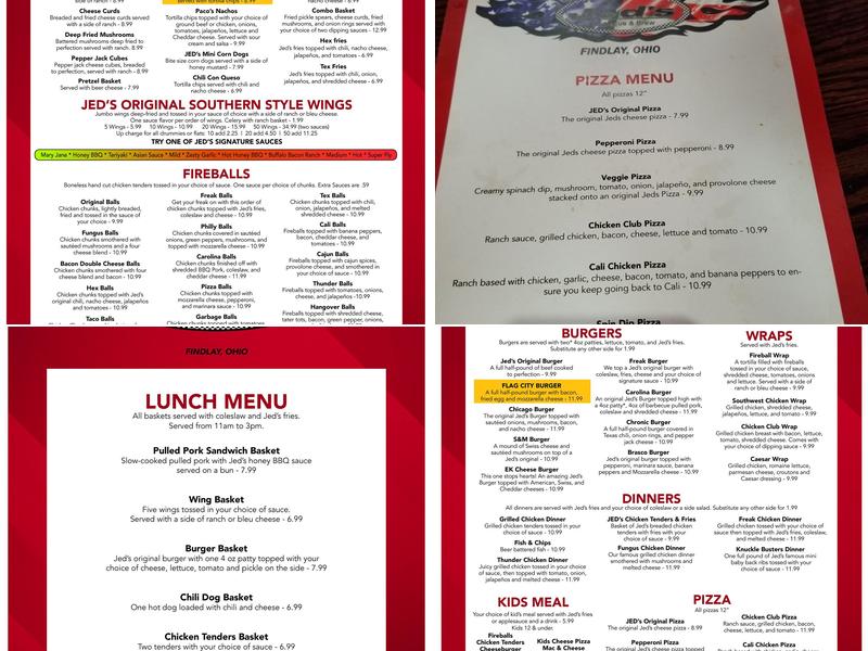 Jed's BBQ & Brew Menu