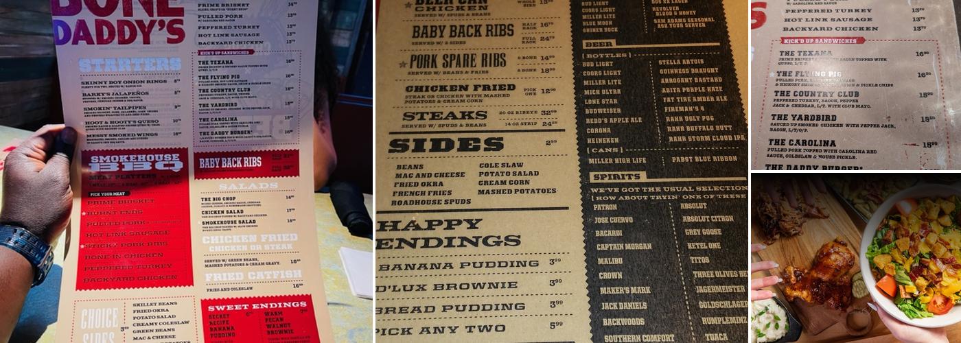 Bone Daddy's Menu