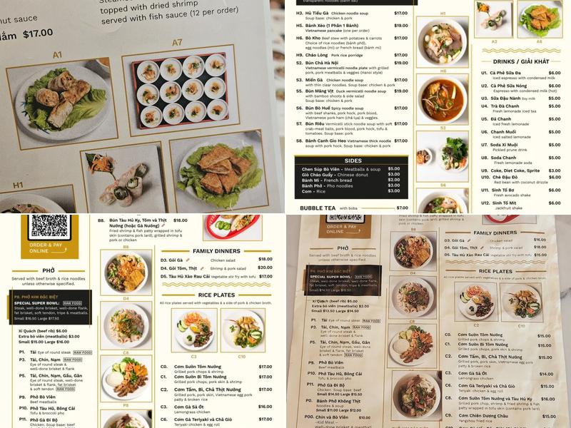 Phở Kim Menu